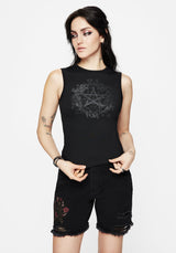 Encore Cotton Thorn and Rose Printed Sleeveless Top