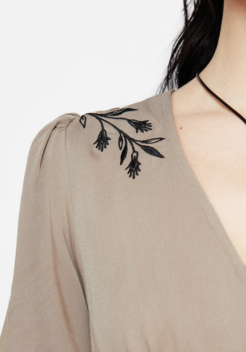 Hester Embroidered Button Up Mini Dress