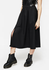Nightingale Buckled Midi Skirt - Black