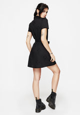 Crux Broderie Cotton Belted Mini Shirt Dress