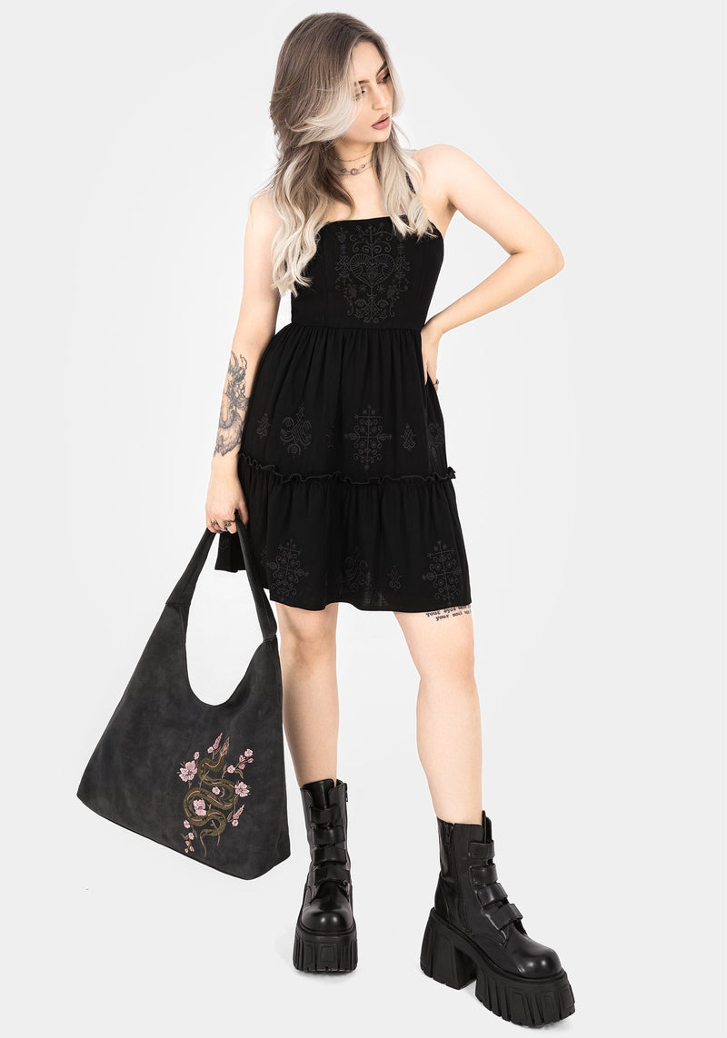 Gorgon Schlange Bestickt Kunst- Suede Tote Tasche