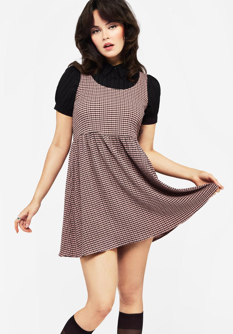 Midora Crinkle Check Mini Skater Dress
