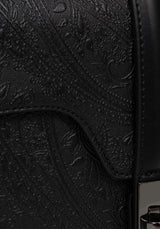Cypress Paisley Debossed Crossbody Satchel Bag - Black