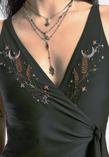 Abellona Embroidered Side Wrap Tie Swimsuit