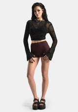 Mire Stripe High Waist Swim Shorts - Burgundy