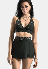 Abellona Embroidered Halter Neck Bikini Top