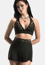 Abellona Embroidered Halter Neck Bikini Top