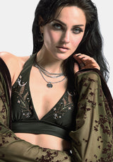 Abellona Embroidered Halter Neck Bikini Top