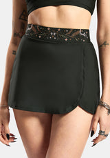 Abellona Embroidered Faux Wrap Swim Skirt