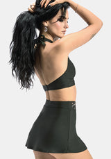 Abellona Embroidered Faux Wrap Swim Skirt