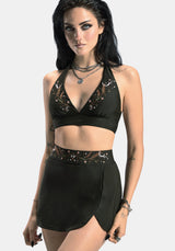 Abellona Embroidered Faux Wrap Swim Skirt