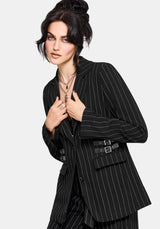 Charli Pinstripe Buckle Oversized Blazer EU 34