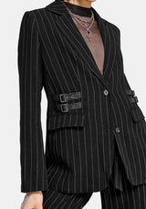 Charli Pinstripe Buckle Oversized Blazer EU 34