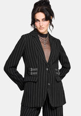 Charli Pinstripe Buckle Oversized Blazer EU 34