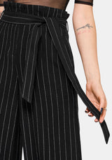 Charli Pinstripe Paperbag Waist Straight Leg Trouser EU 34