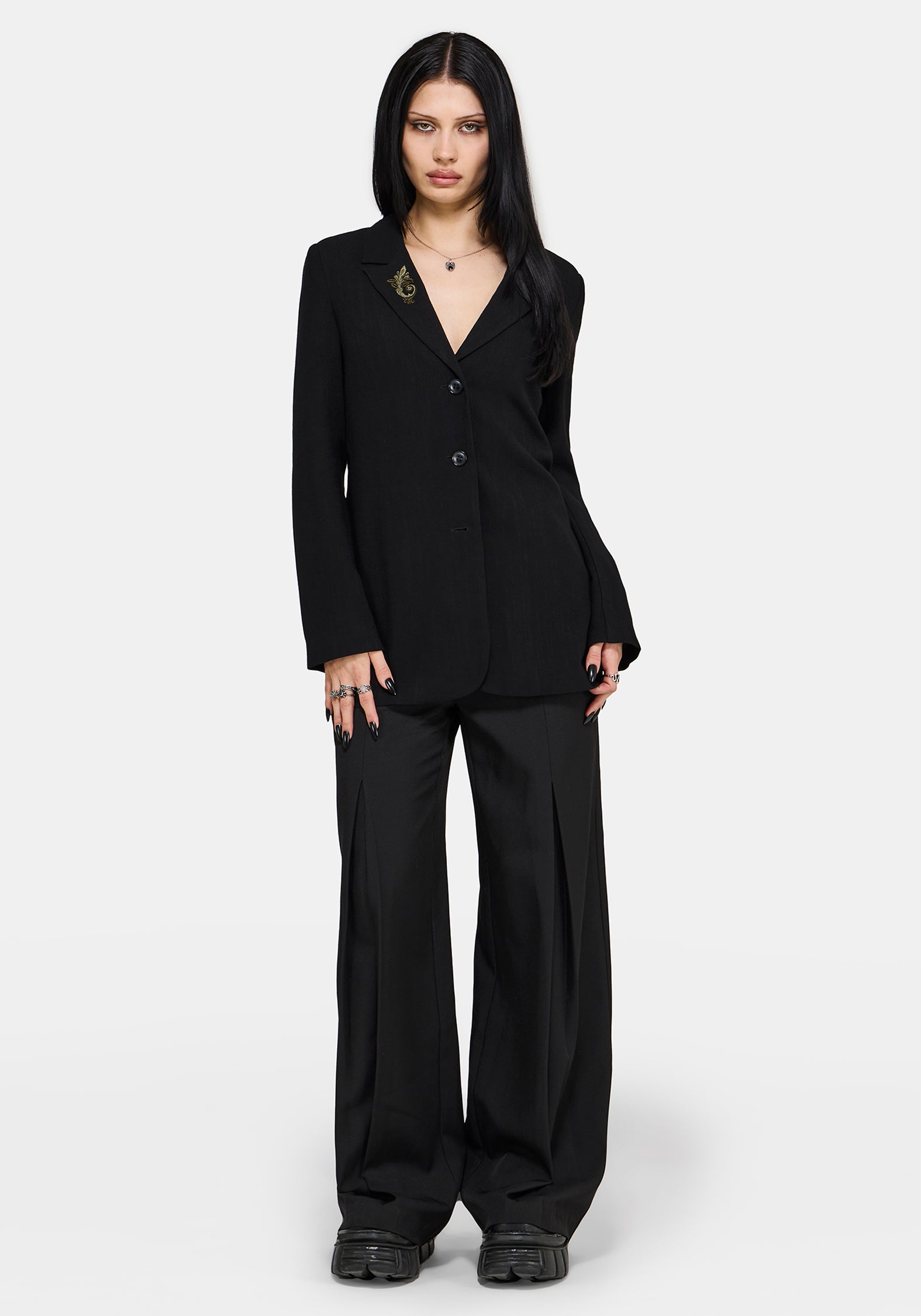 Ellis Embroidered Longline Blazer