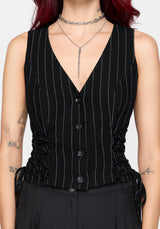 Charli Pinstripe Lace Up Waistcoat