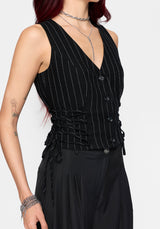 Charli Pinstripe Lace Up Waistcoat