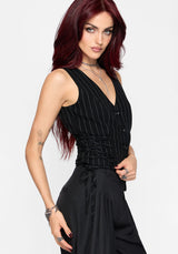 Charli Pinstripe Lace Up Waistcoat