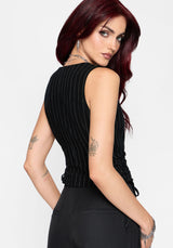 Charli Pinstripe Lace Up Waistcoat