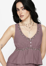 Solis Skull Embroidered Babydoll Cami