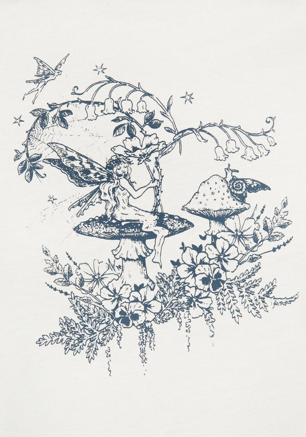 Maypole Cotton Fairy Print Crop T-Shirt