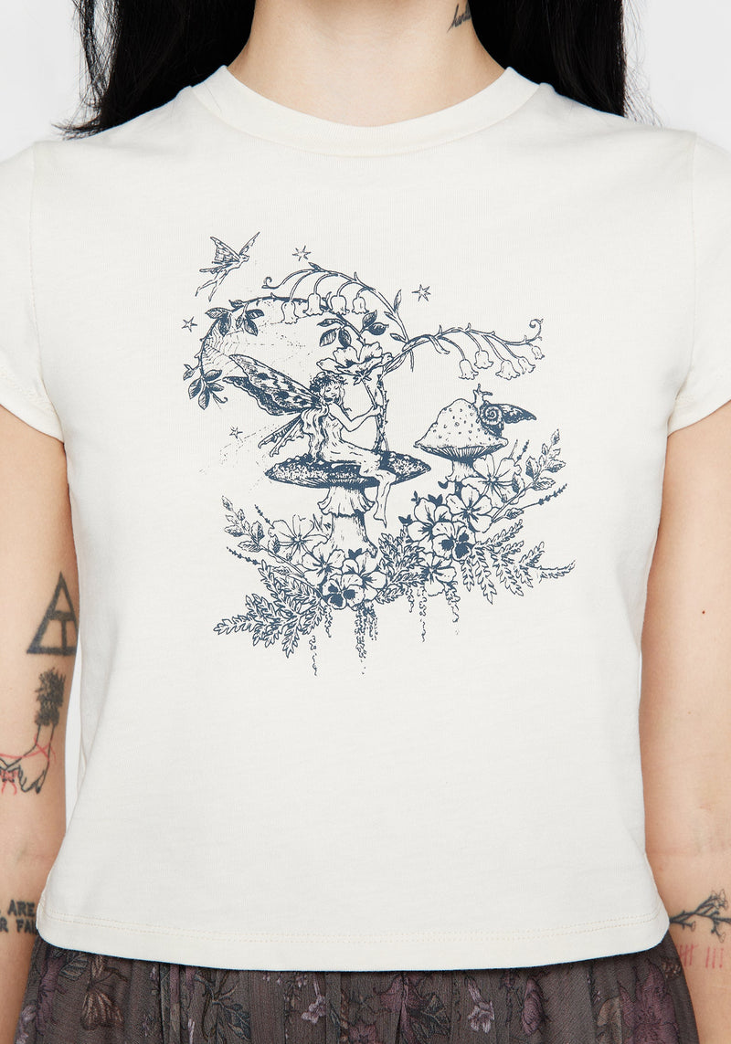 Maypole Cotton Fairy Print Crop T-Shirt