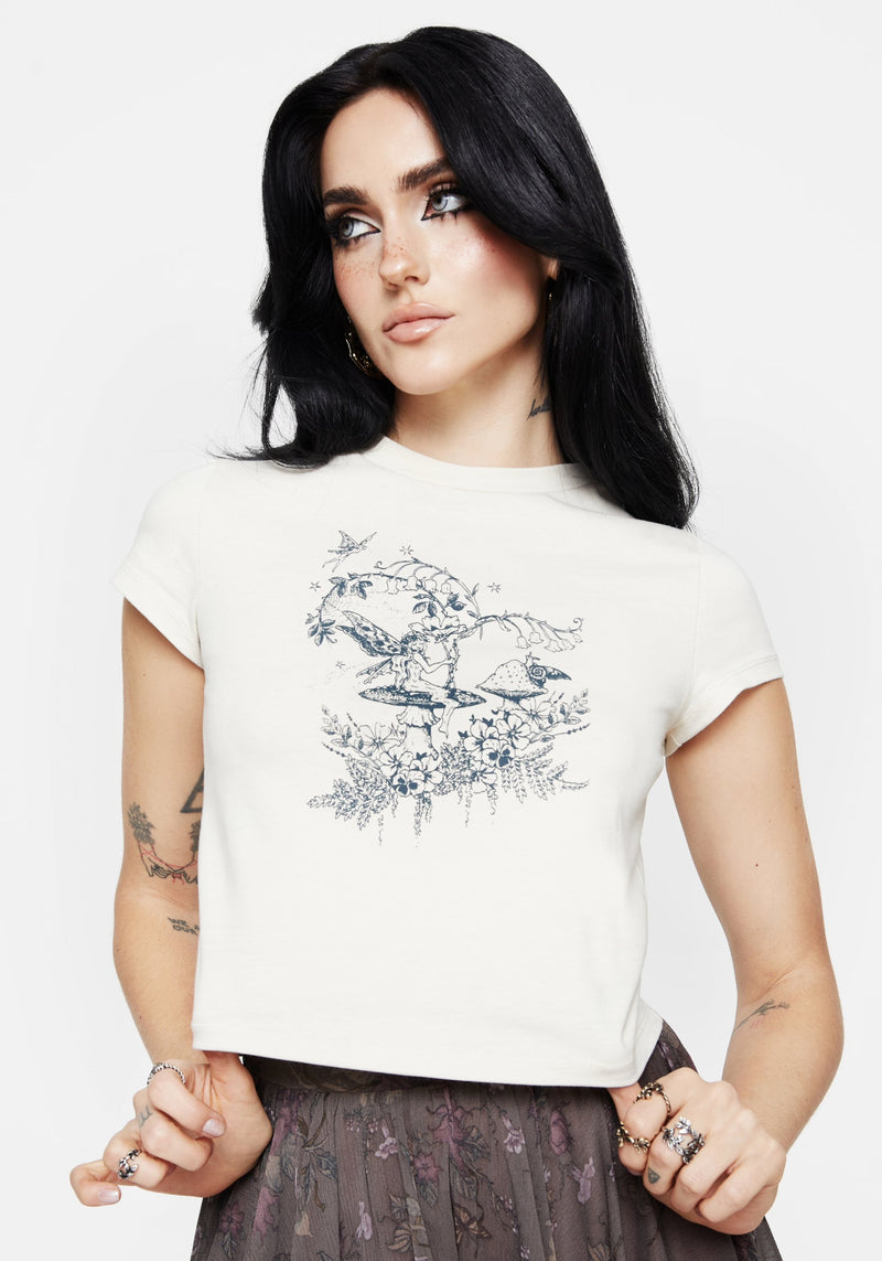 Maypole Cotton Fairy Print Crop T-Shirt
