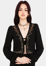 Abellona Embroidered Tie Front Blouse