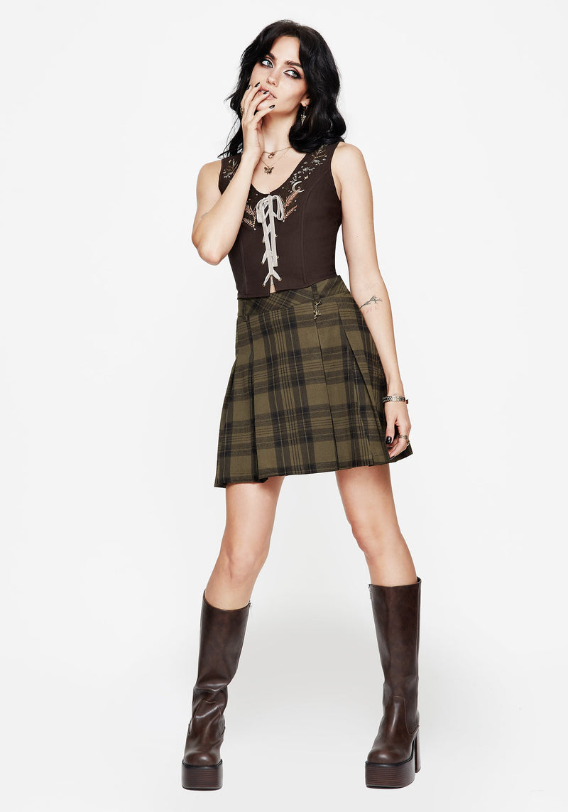 Abellona Embroidered Tie Up Front Corset Top