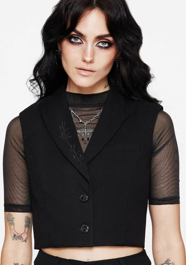 Thora Embroidered Crop Waistcoat