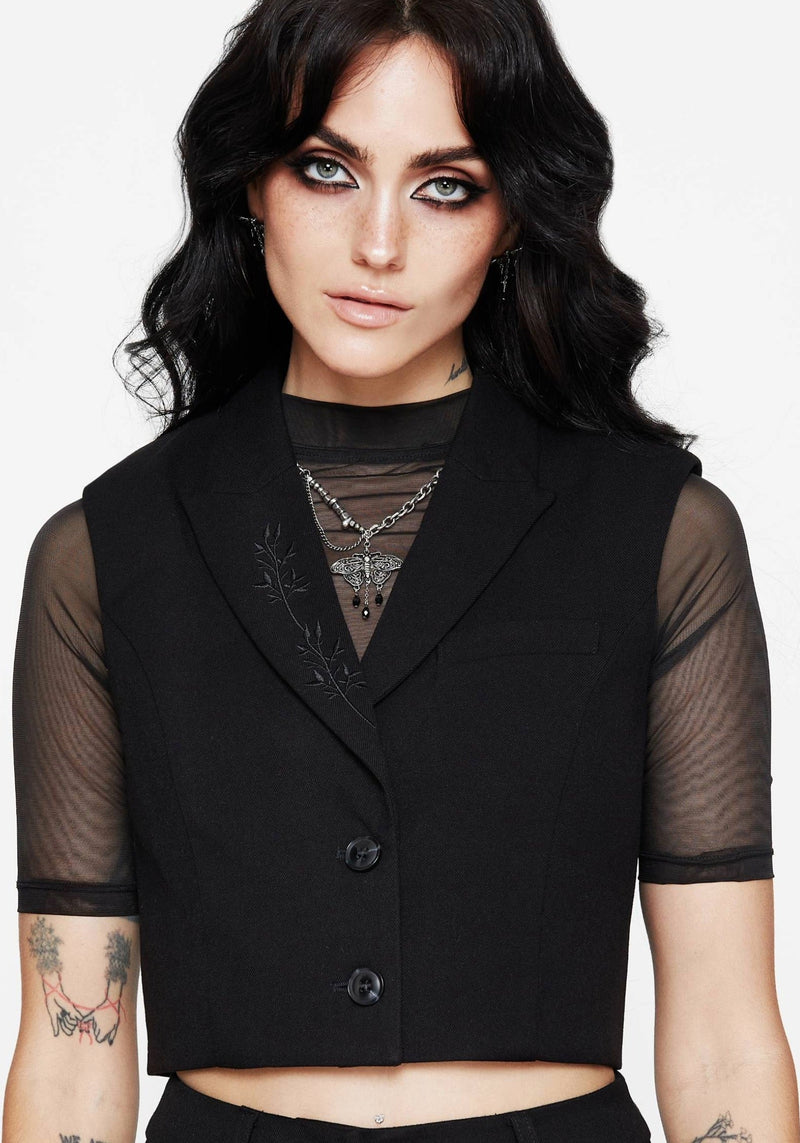 Thora Embroidered Crop Waistcoat