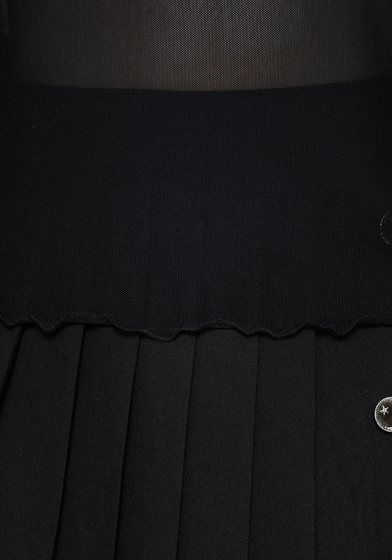 Flavia Mesh Fluted Long Sleeve Top