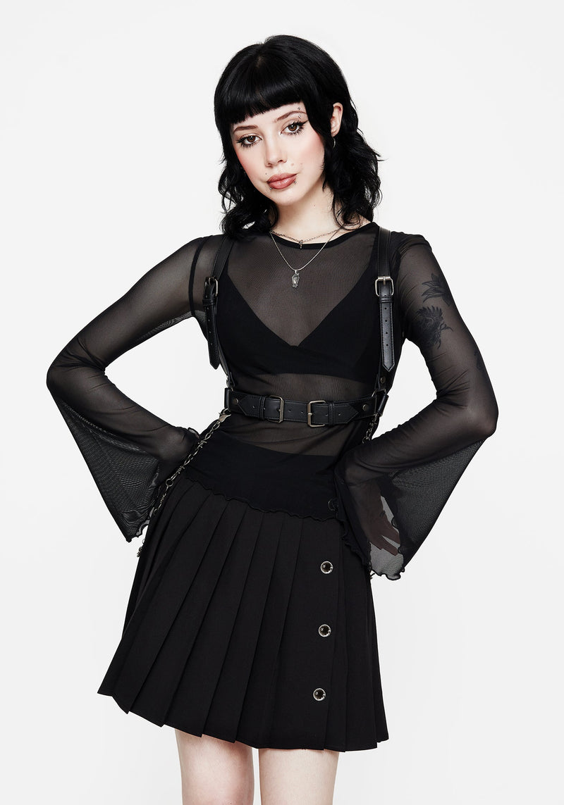 Flavia Mesh Fluted Long Sleeve Top