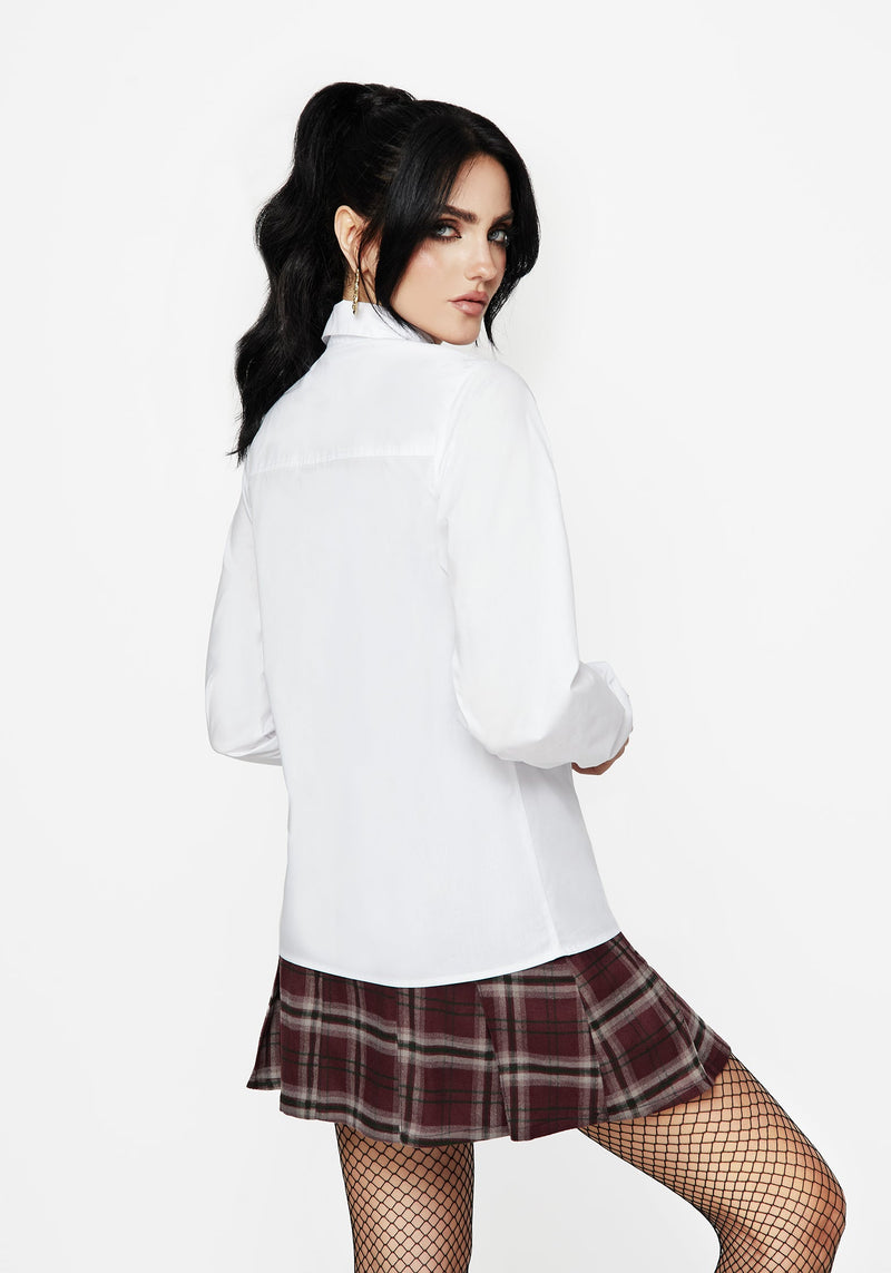 Dewdrop Cotton Embroidered Collar Shirt