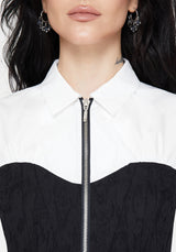 Adelinda Cotton Corset Detail Zip Front Shirt