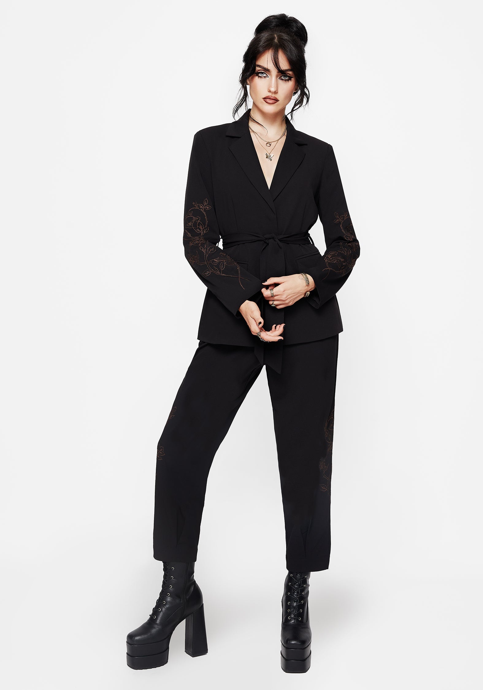 Renita Embroidered Tapered Tailored Trouser