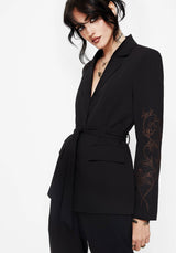 Renita Embroidered Belted Blazer