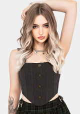 Ombra Button Front Sleeveless Corset Top