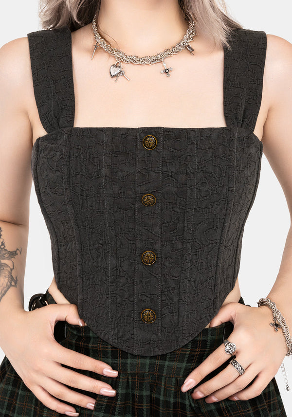Ombra Button Front Sleeveless Corset Top