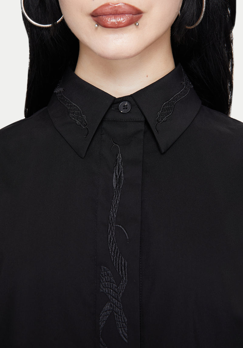 Shadowbane Long Sleeve Button Up Snake Detail Shirt
