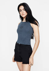 Haven Cross Embroidered Ribbed Cotton Tank Top