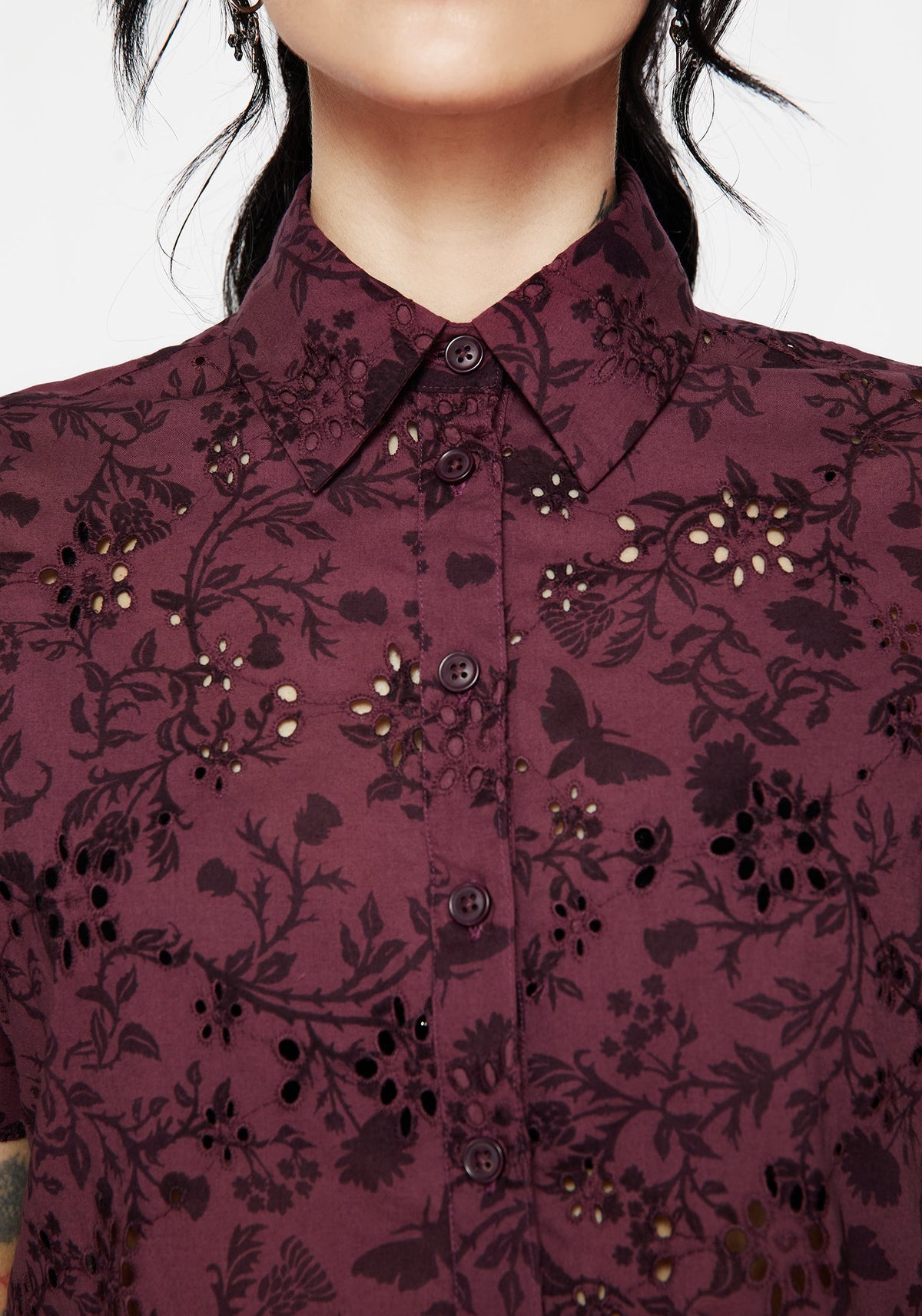 Morgana Cotton Broderie Button Up Shirt