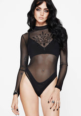 Cybele Floral Flocked Mesh Bodysuit