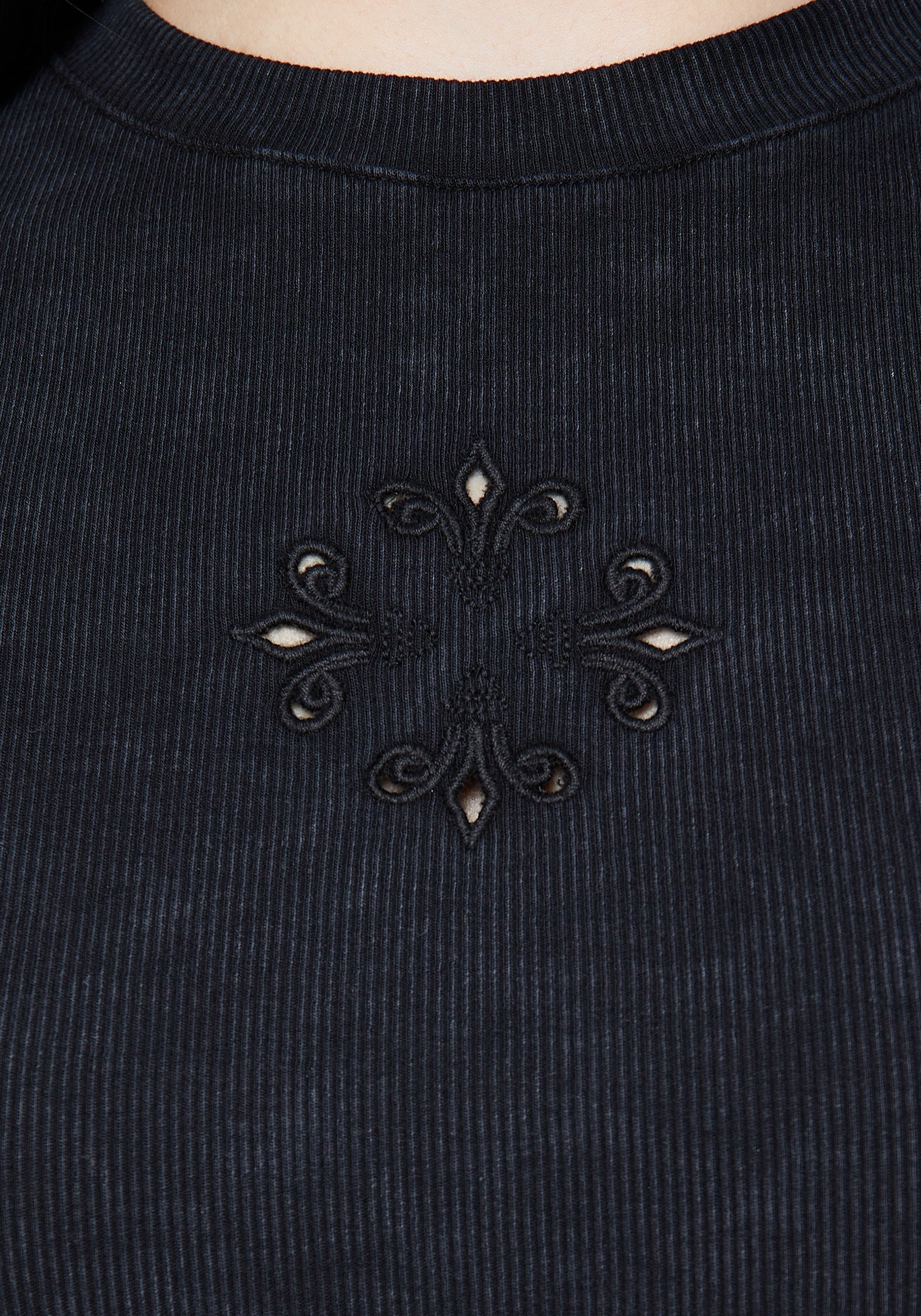 Christina Cotton Cut Out Detail Washed T-Shirt