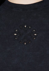 Christina Cotton Cut Out Detail Washed T-Shirt