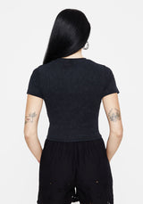 Christina Cotton Cut Out Detail Washed T-Shirt