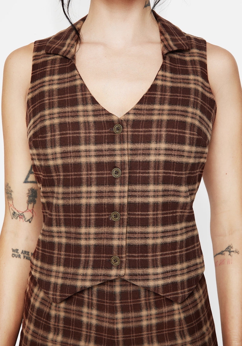 Milo Check Collared Waistcoat