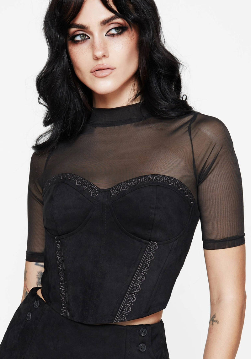 Lauma Faux Suede Corset Top