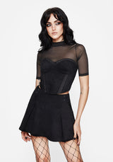 Lauma Embroidered Faux Suede Skort